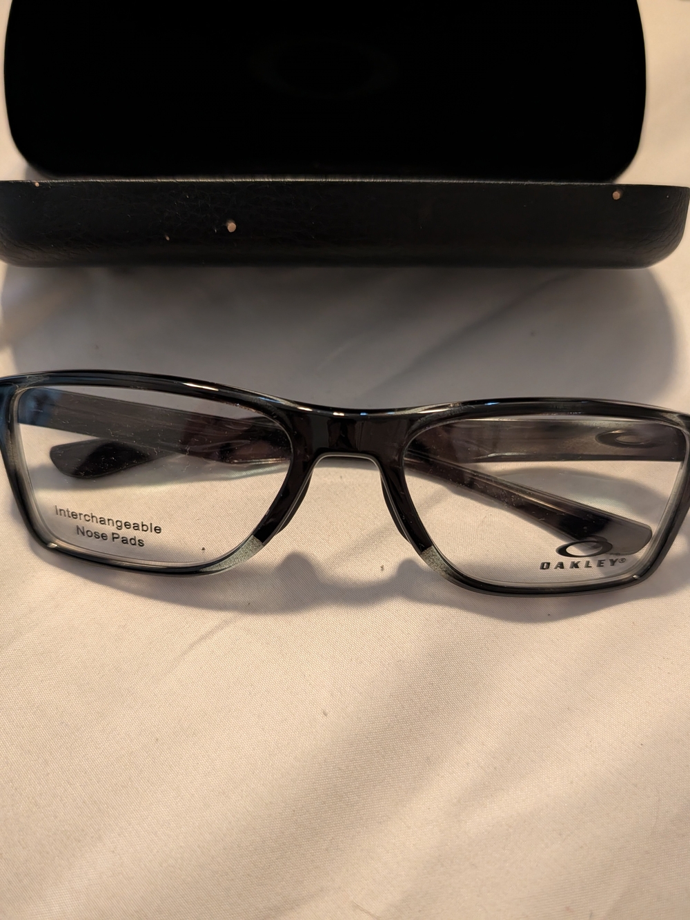 Oakley Gray Transparent Rectangular Eyeglass Frames